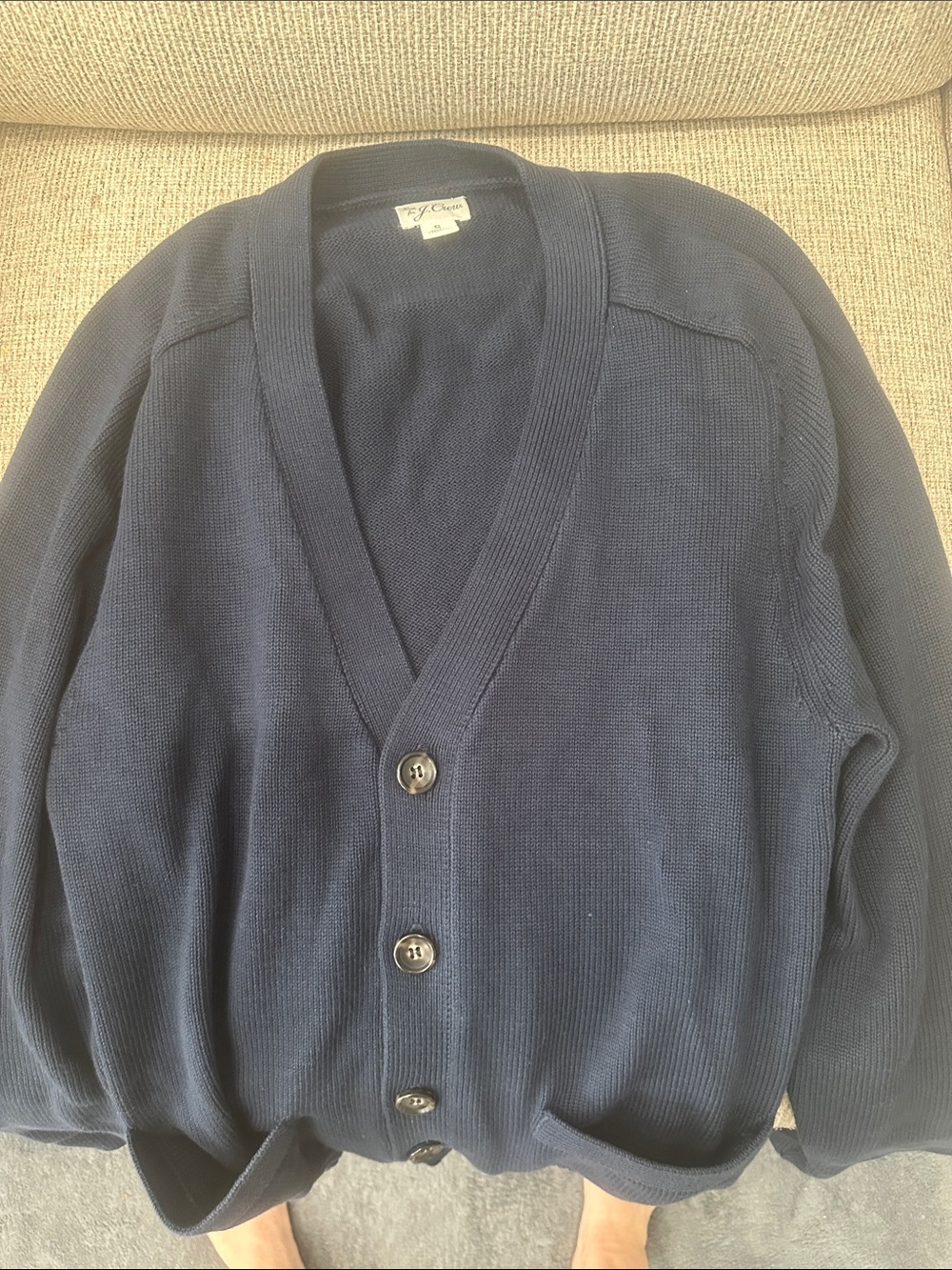 J. Crew Navy Button-Front V-Neck Cardigan Sweater